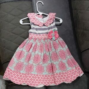 Adorable Striped and Floral Kids Dress